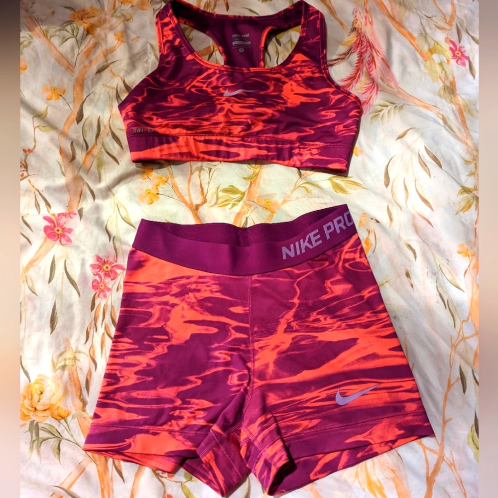 Small Nike Matching Pink and Purple Neon Tie-dyed Track Suit
